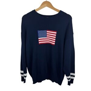 Honey Peach American‎ Flag 87 Sweater Large Pullover Americano Patriotic Varsity